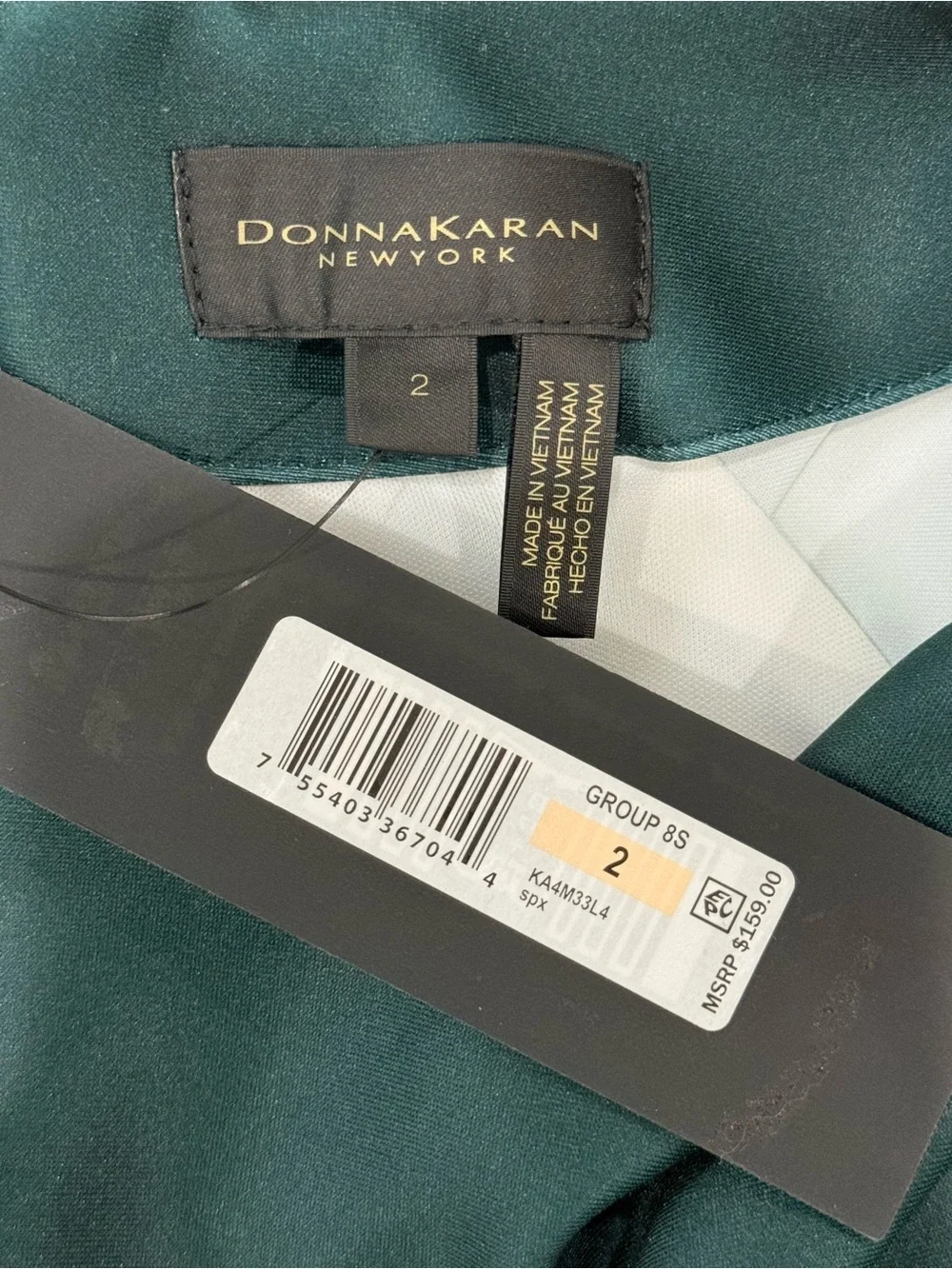 Donna Karen SHORT SLEEVE COLOR-BLOCK MIDI SHEATH DRESS GREEN SCUBA KNIT NWT SZ 2